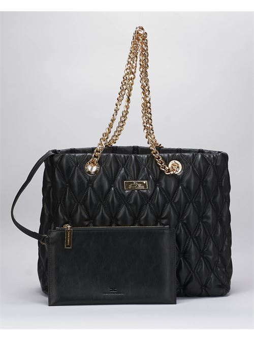 Embossed fabric shopper with chain handles Elisabetta Franchi ELISABETTA FRANCHI | Bag | BS64A47E2110